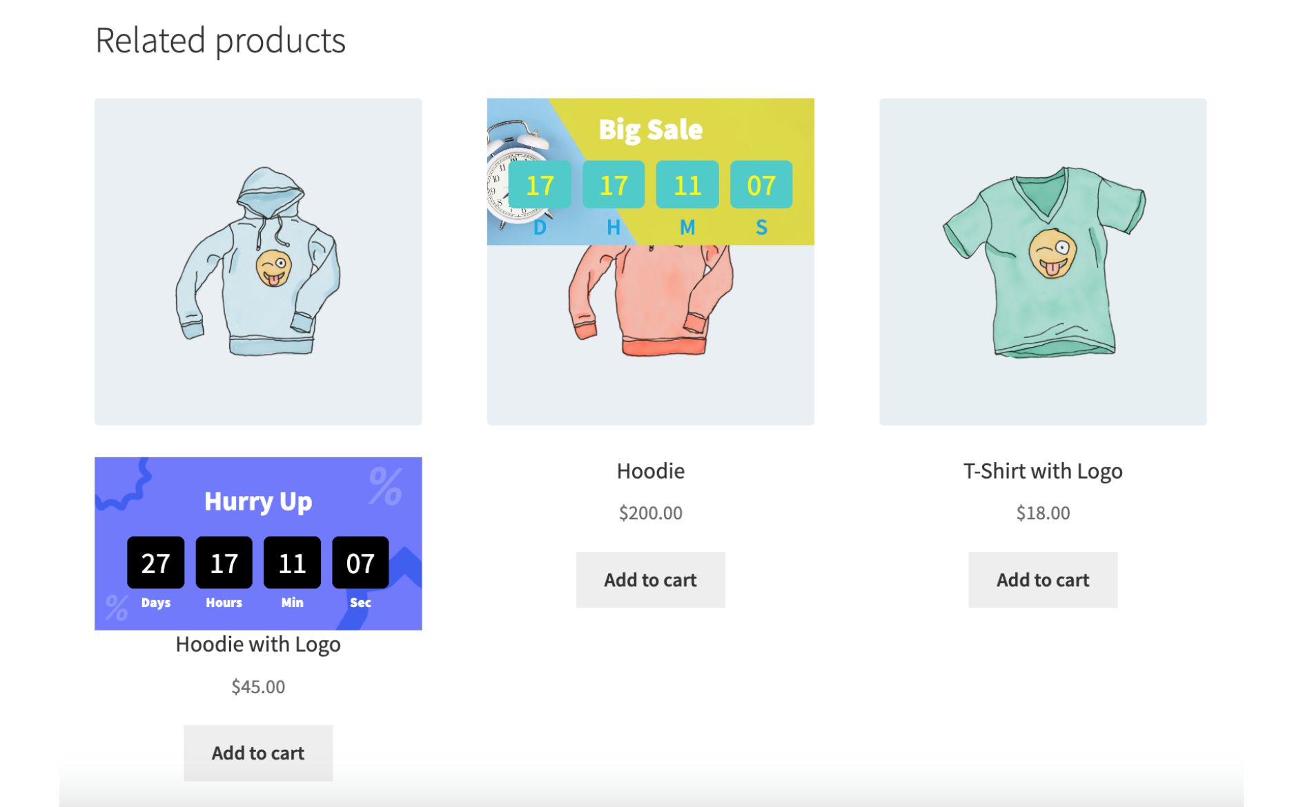 Timer on single producte page, after add to cart