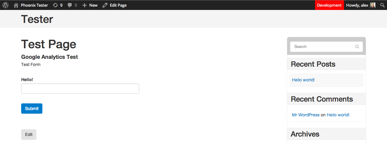 Admin bar notification when you’re logged in.