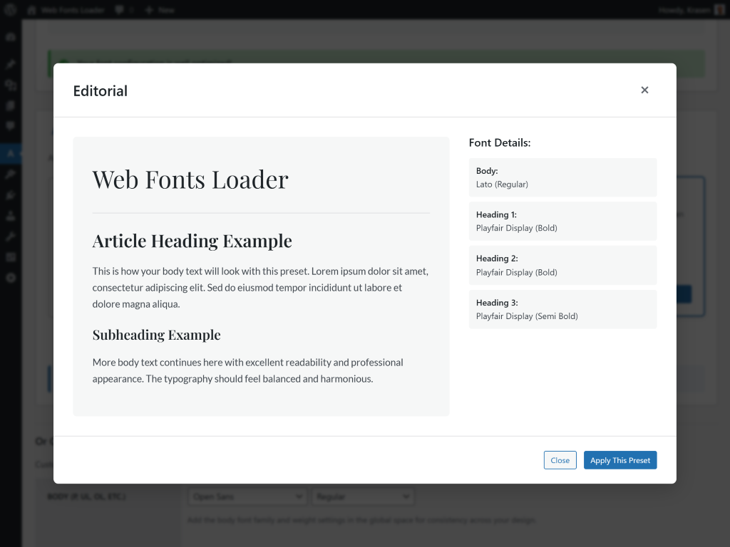 screenshot-5.(png) - Dashboard widget showing font statistics