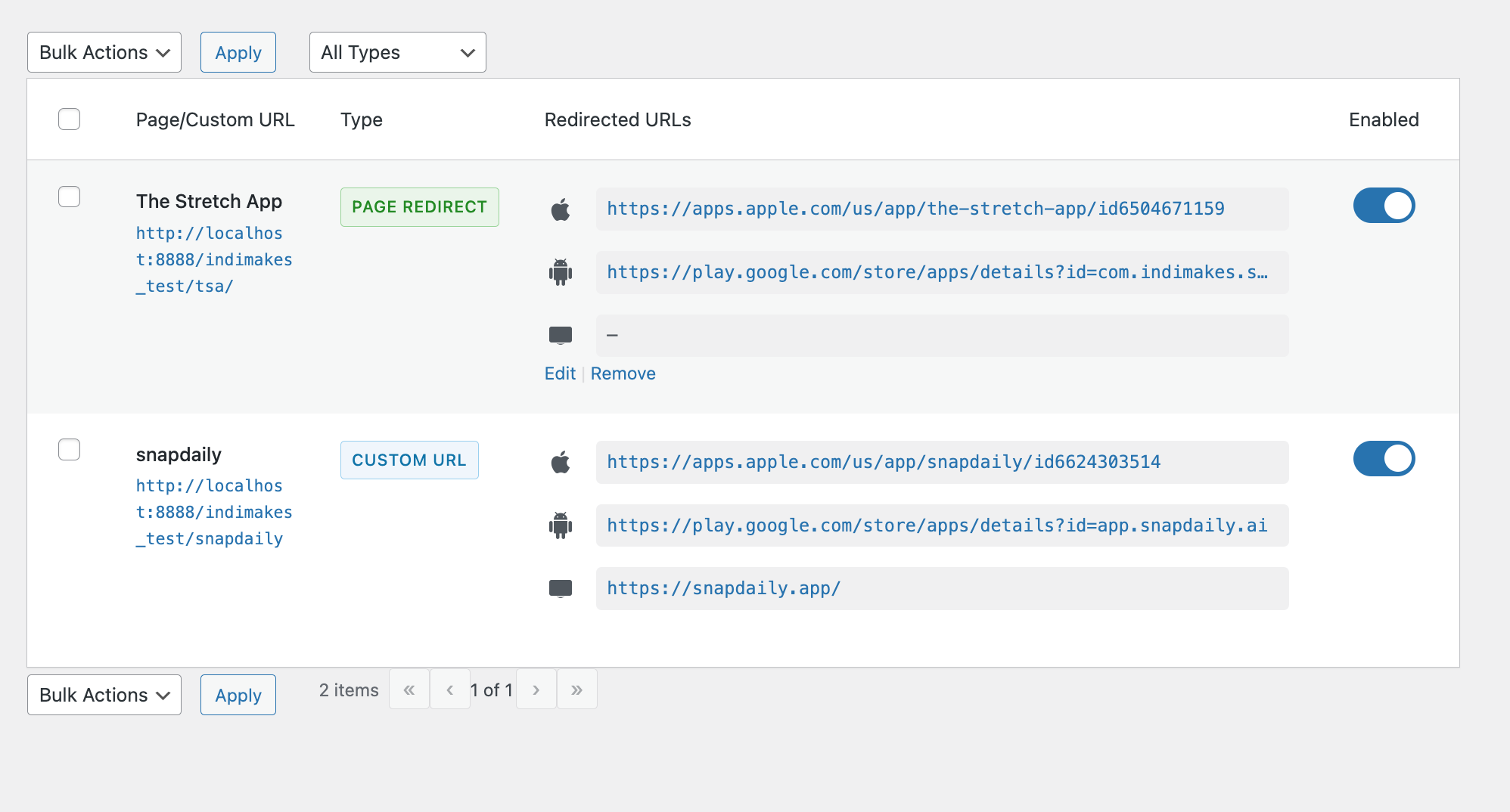 Add Slug or Page Redirects on left sidebar