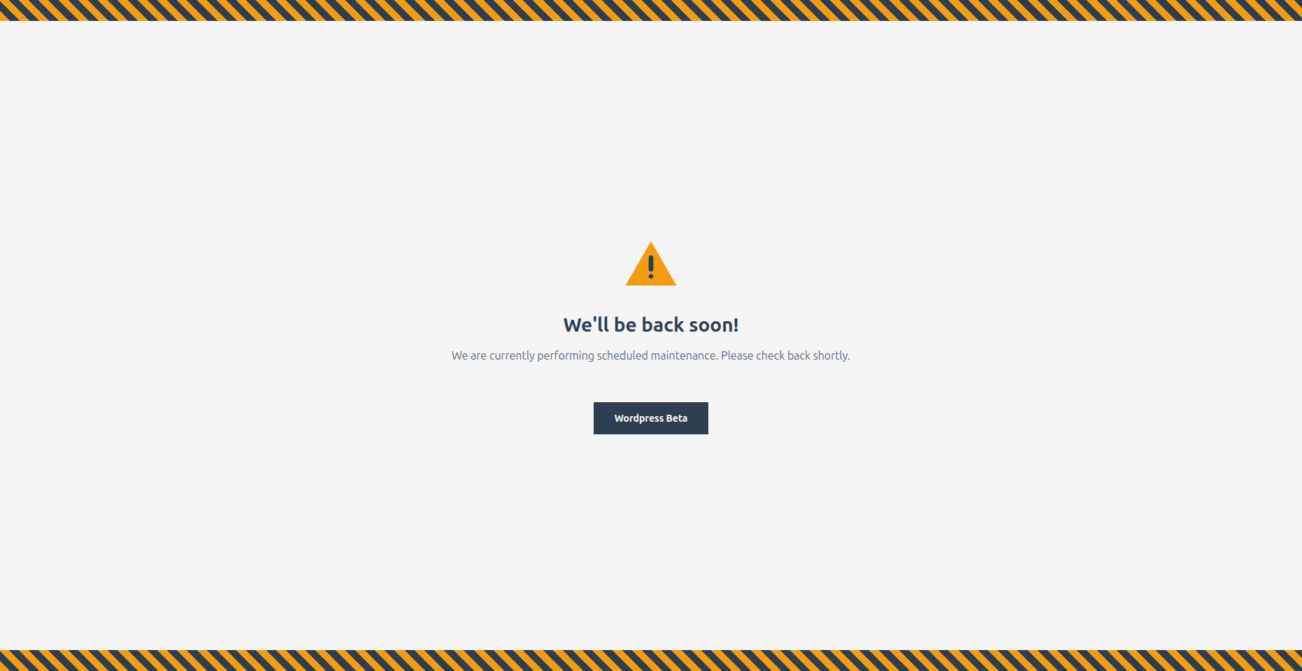 **Construction Template** - Warning style maintenance page with diagonal stripes