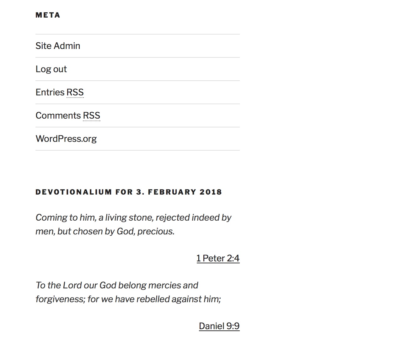 Devotionalium as a sidebar widget.