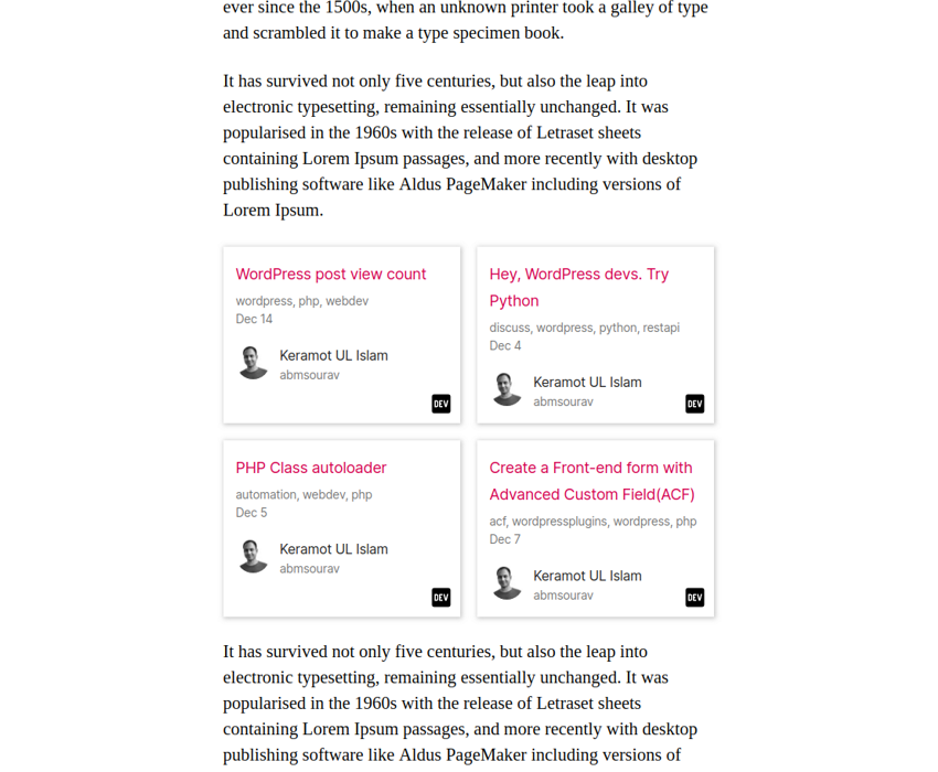 Two Column grid layout.