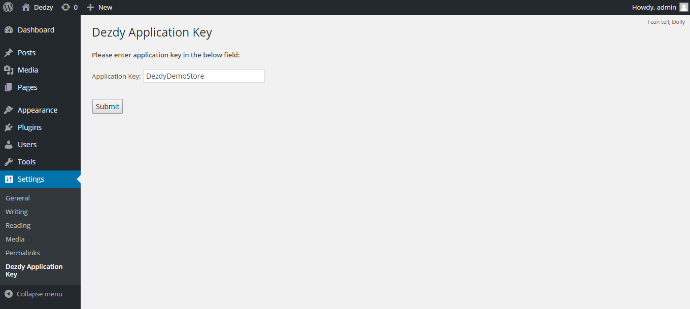 Dezdy Application Key Settings