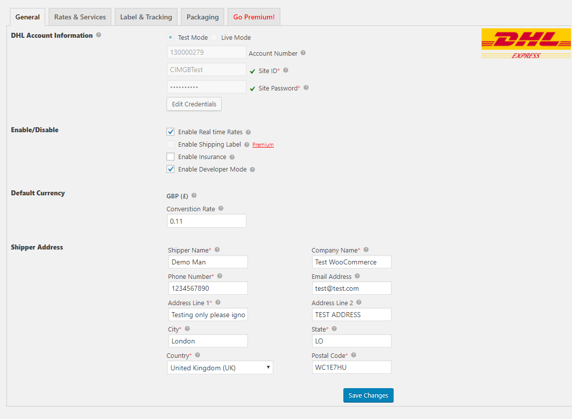 Plugin Configuration Screen