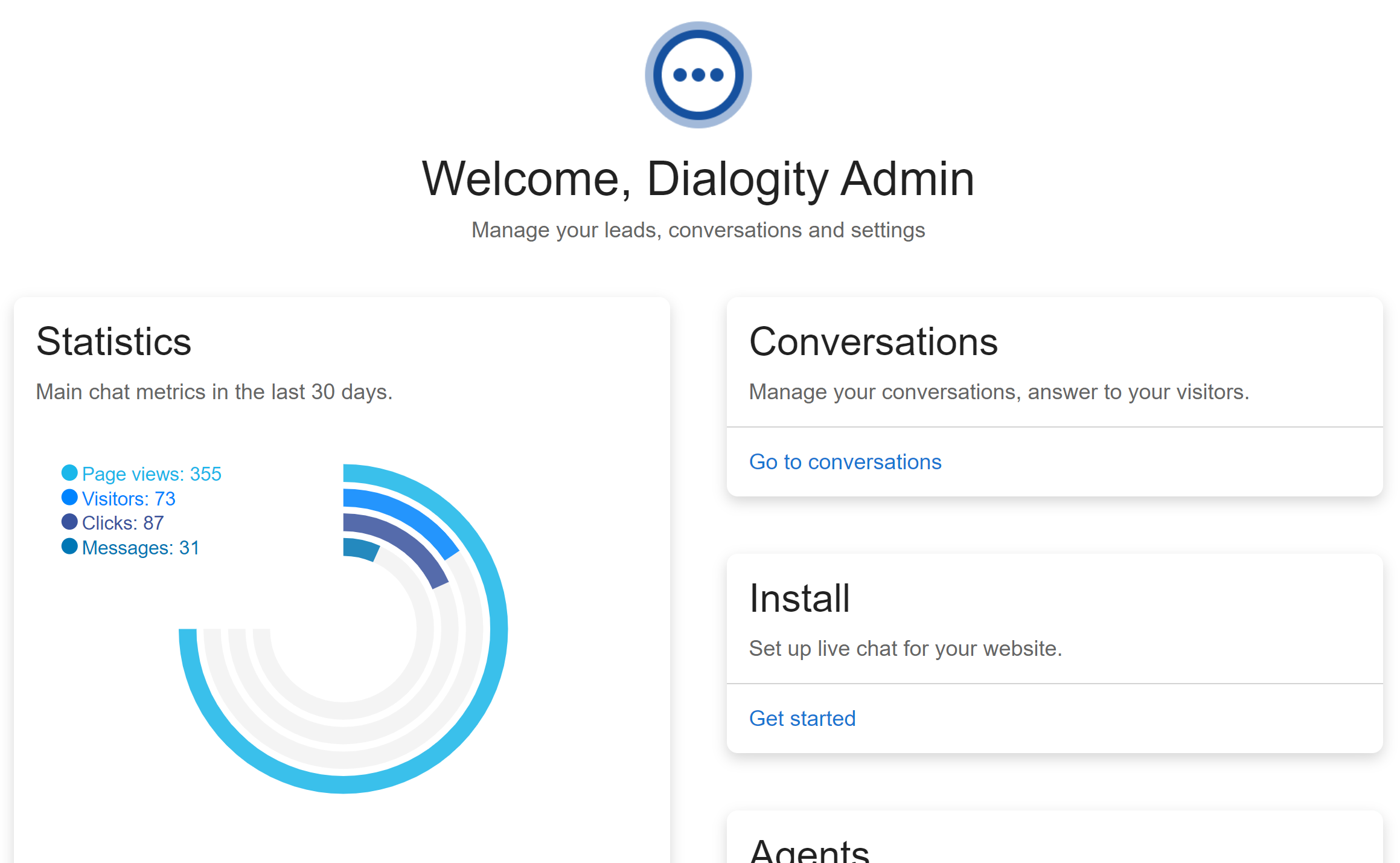 Admin page overview
