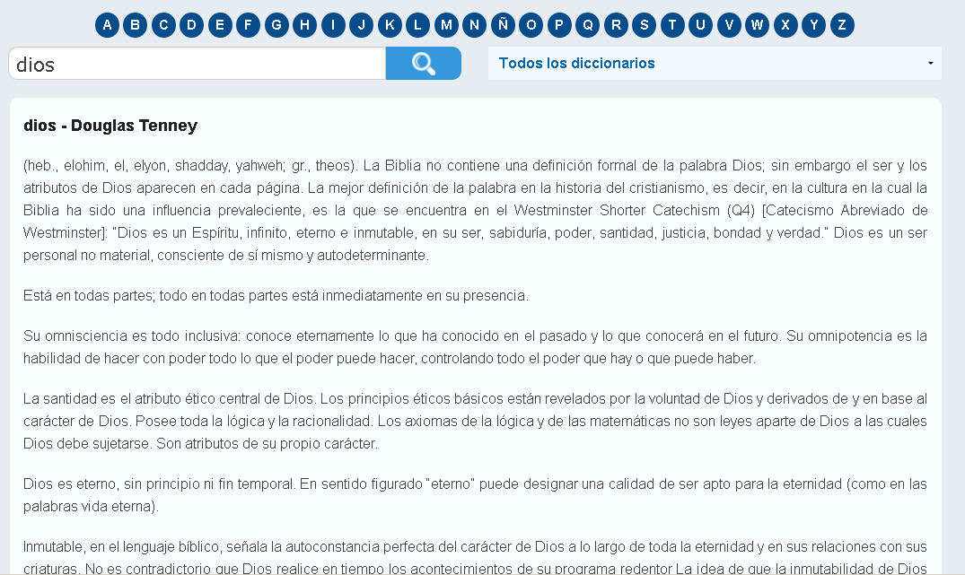 Resultado de la búsqueda del diccionario de la biblia.