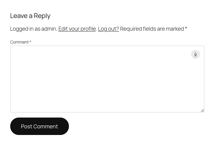 Dictate button appearing on a comment form