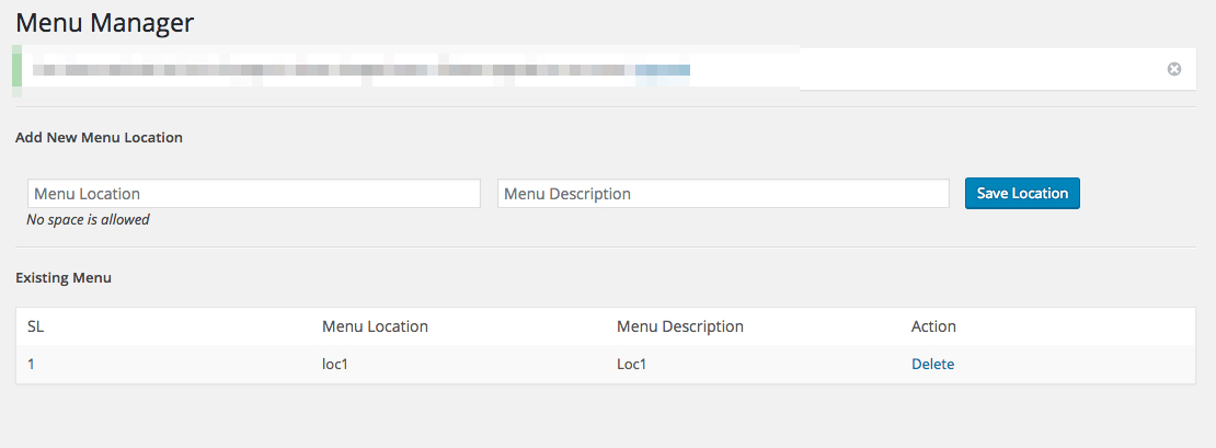 Create Menu Location