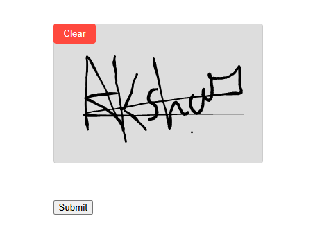 Signature pad in action on the frontend
