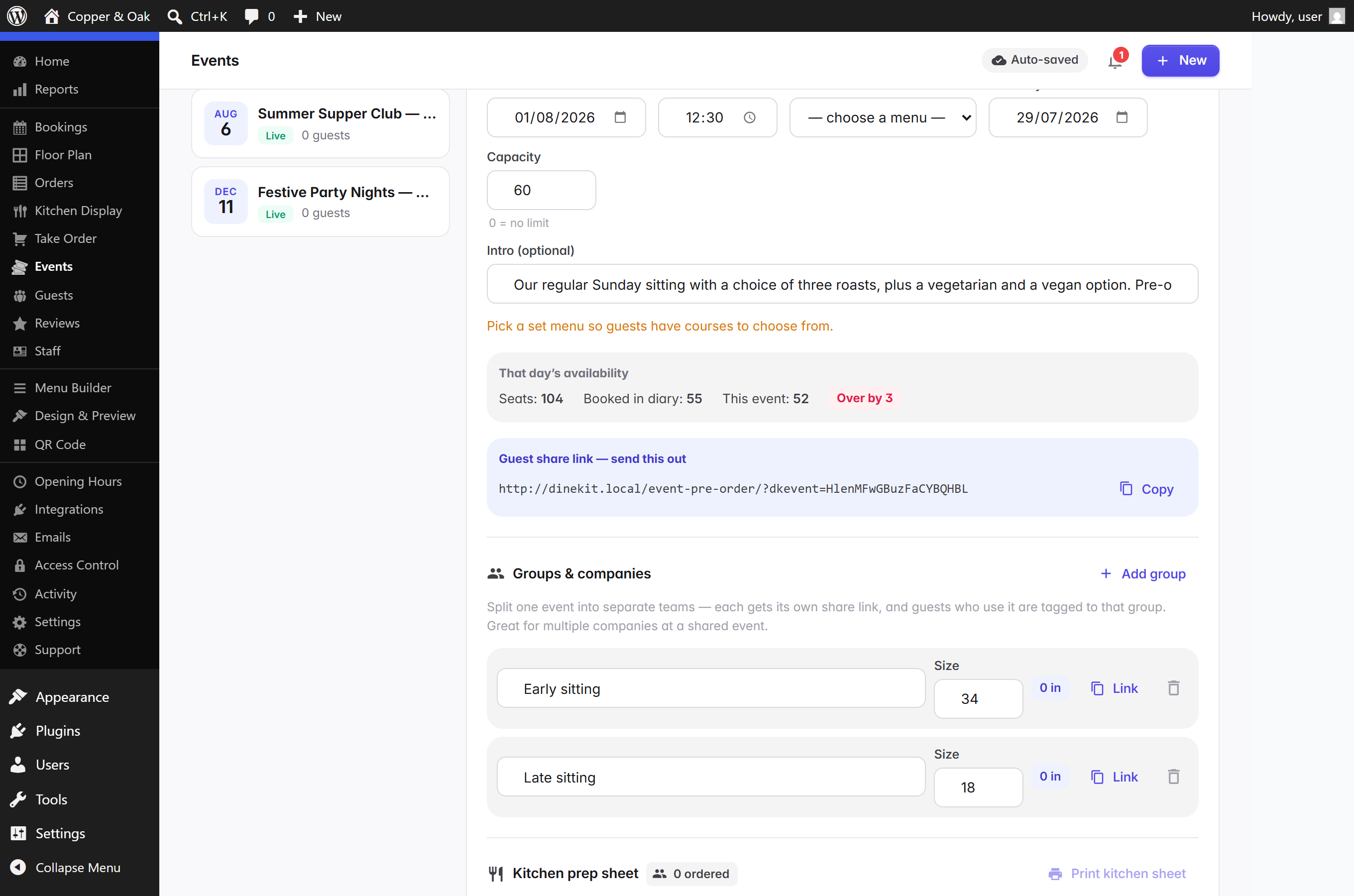 Service carries on when the internet drops — keep opening tables, adding rounds and firing to the kitchen. Anything not yet sent is clearly marked "on this device" and syncs itself the moment you're back online.