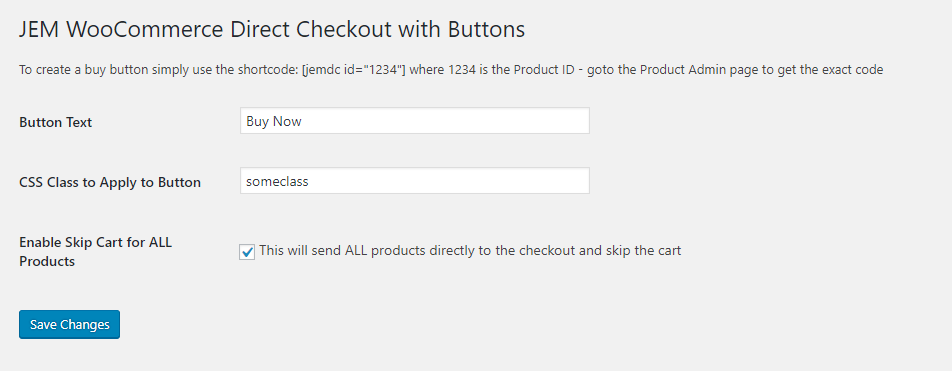 The settings screen