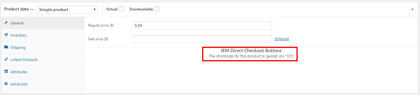 An example of the shortcode on a Simple Product
