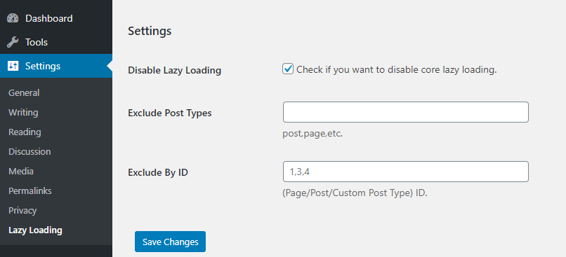 The settings screen.