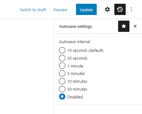 Choose the autosave interval