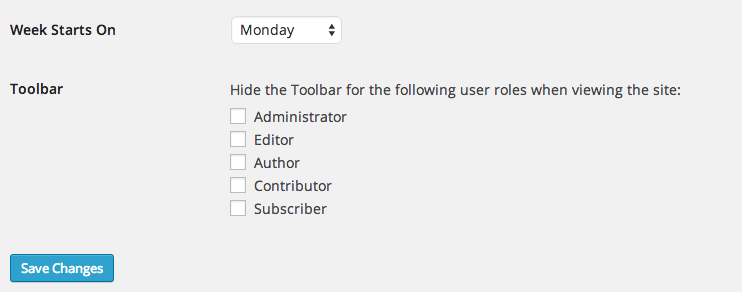 The Disable Toolbar option in Settings > General