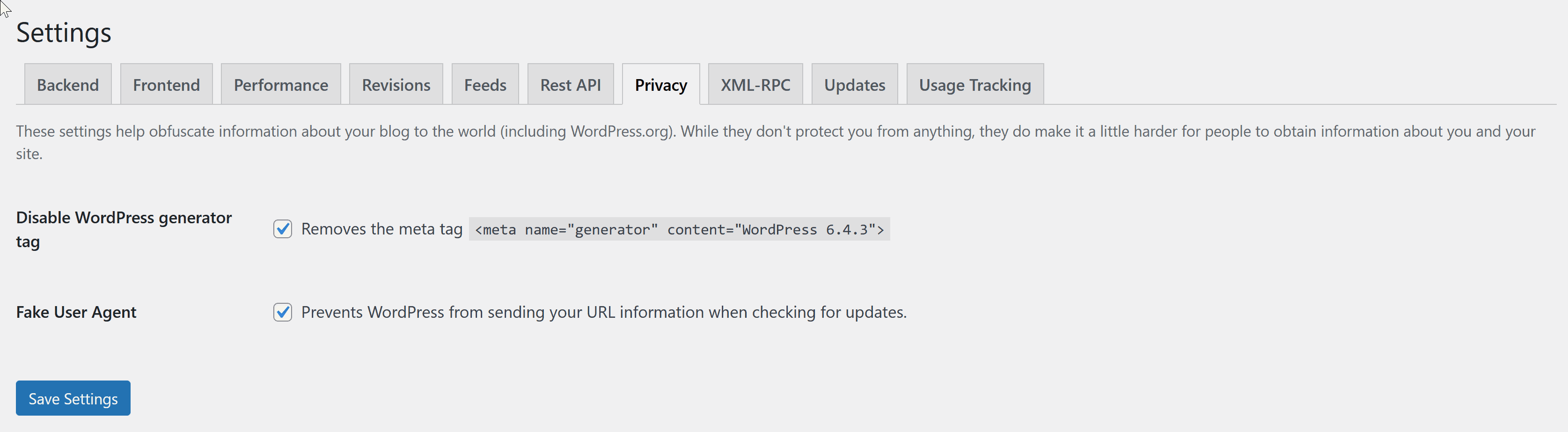 XML-RPC settings