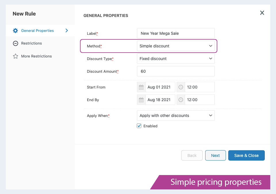 Simple Pricing Properties