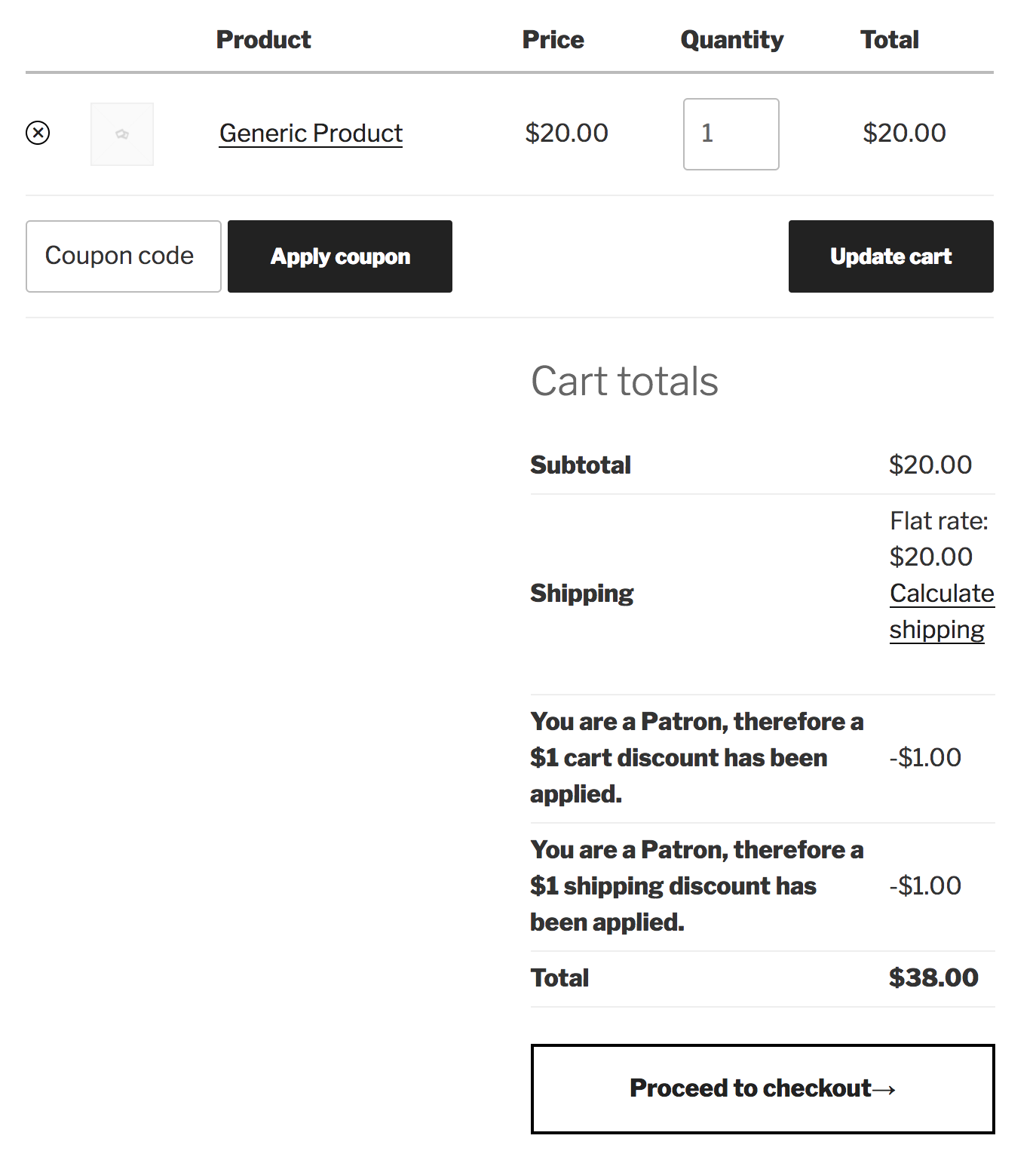 Woocommerce Cart page after discounts have been applied