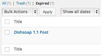 Screenshot of an expired posts in the posts area