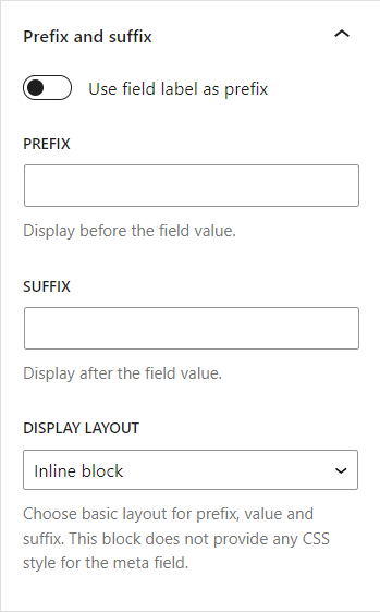 Prefix and suffix settings