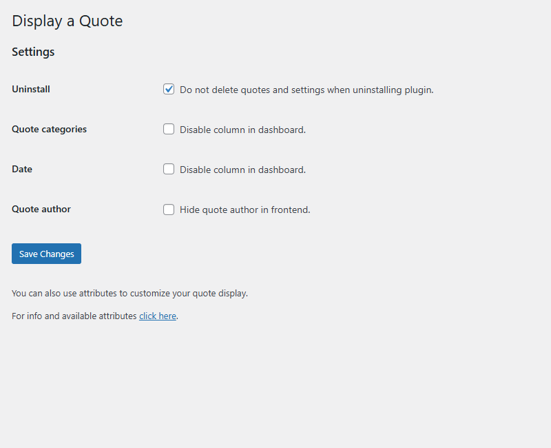 Settings page (dashboard)
