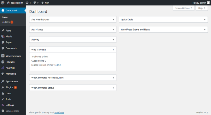 Admin Panel Dashboard View.