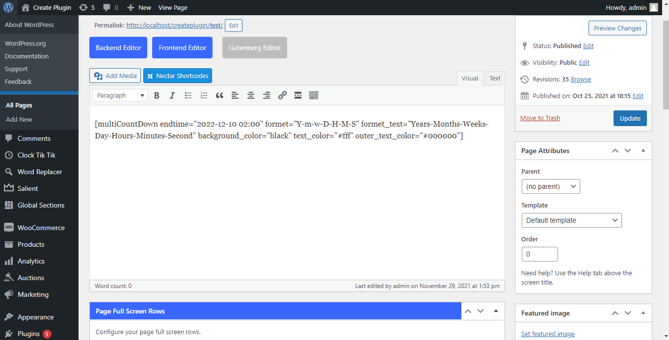 Add Shortcode in Page