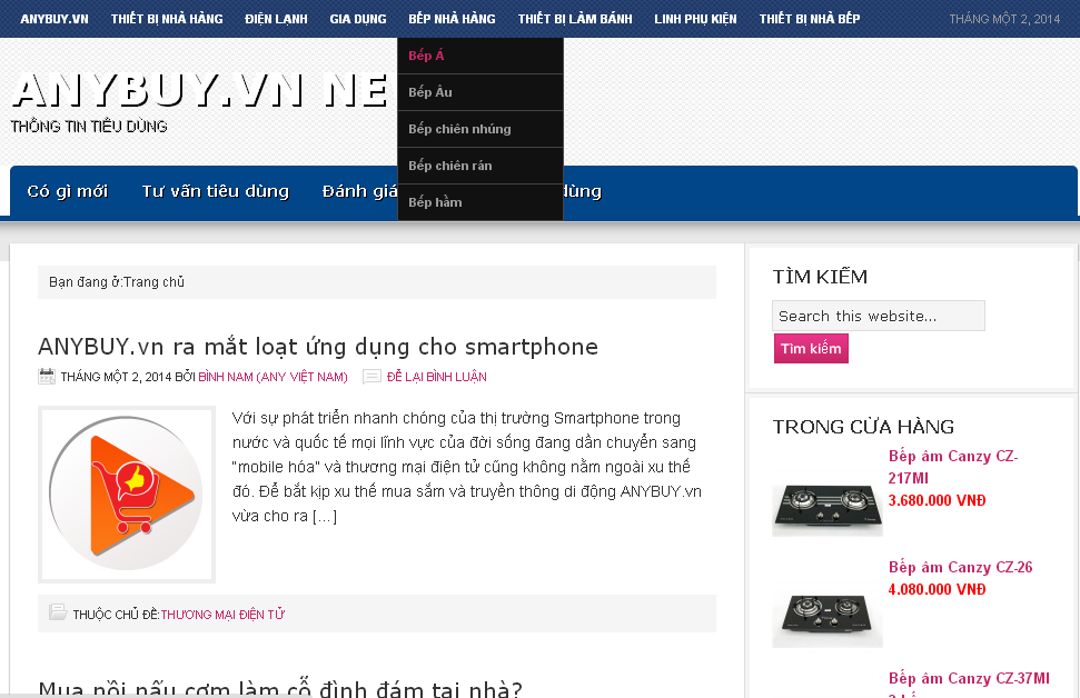 Using Display Opencart Category in website anybuy.vn Wordpress 3.8