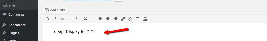 This is back end view of the shortcode.