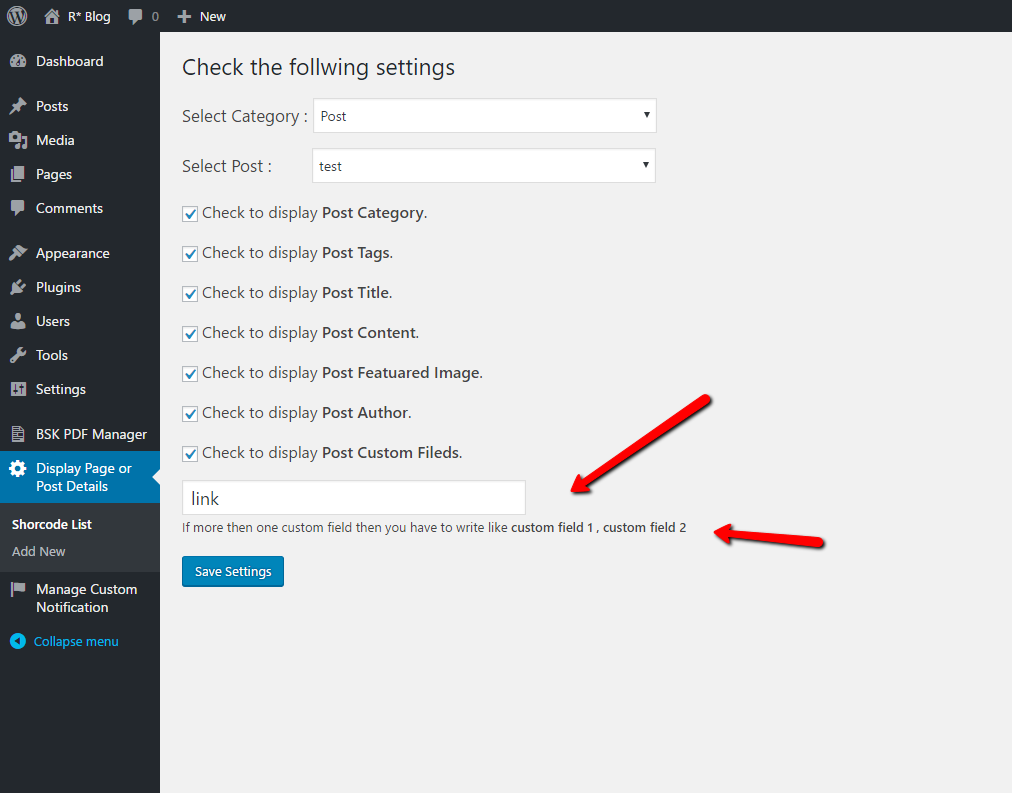 This is the admin end screenshot for edit shortcode for each category like page or post.