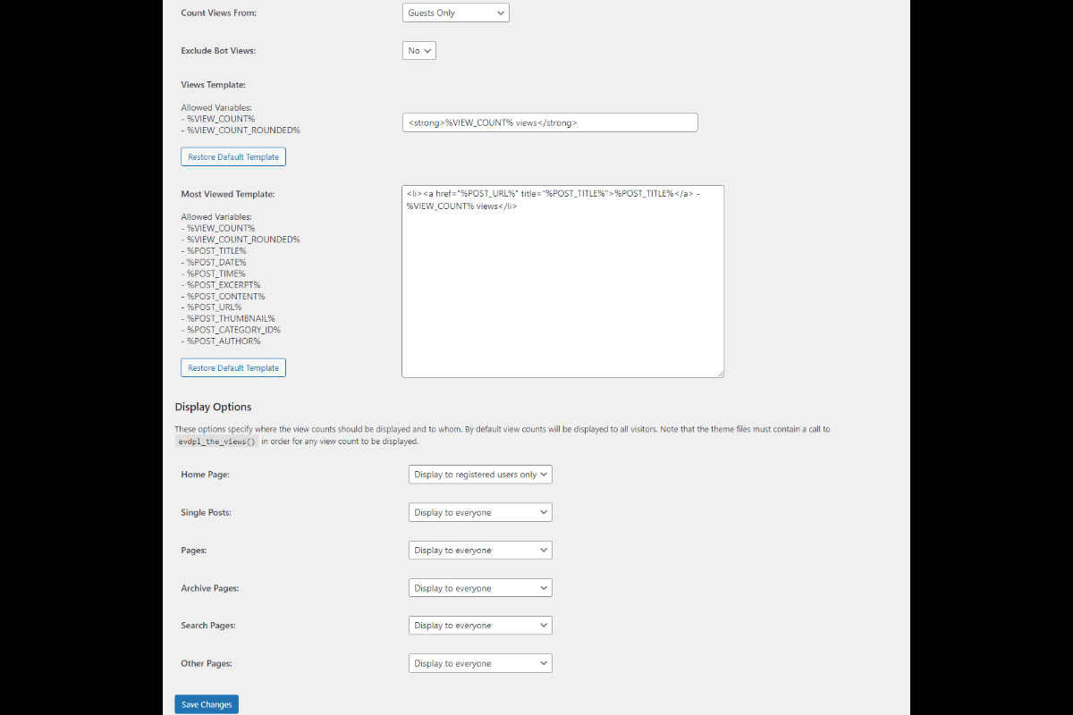 Admin setting screen