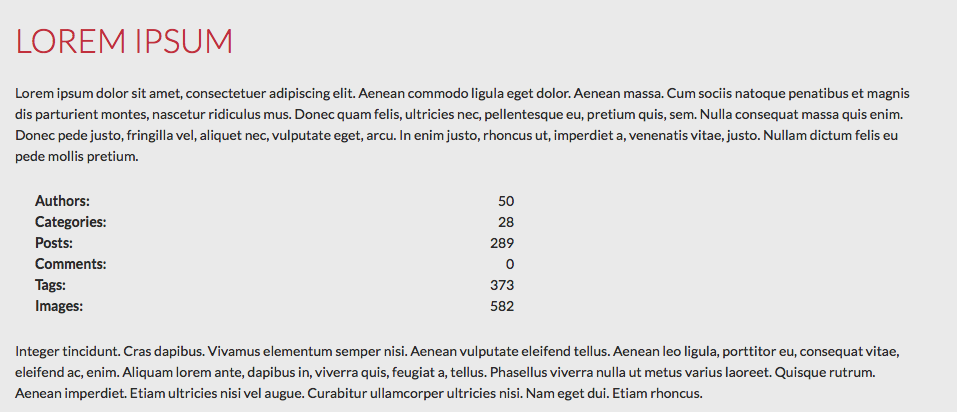A view of the shortcode output in a post/page.