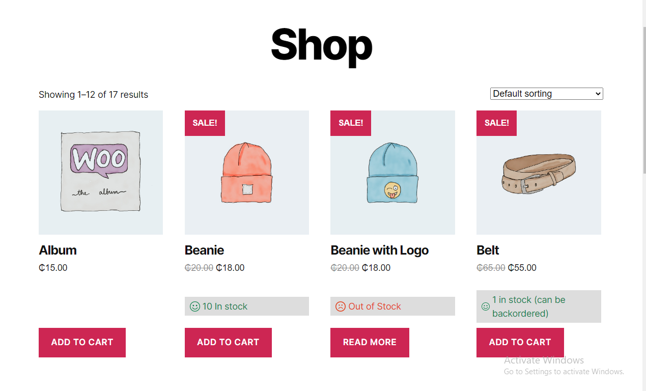 Show shop page