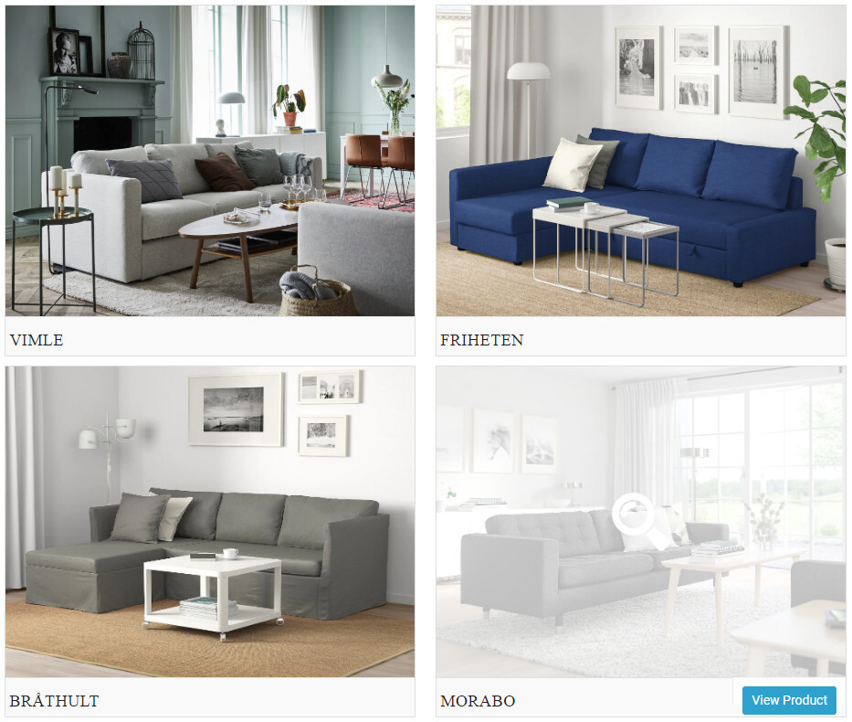 Product Catalog Demo Sofas