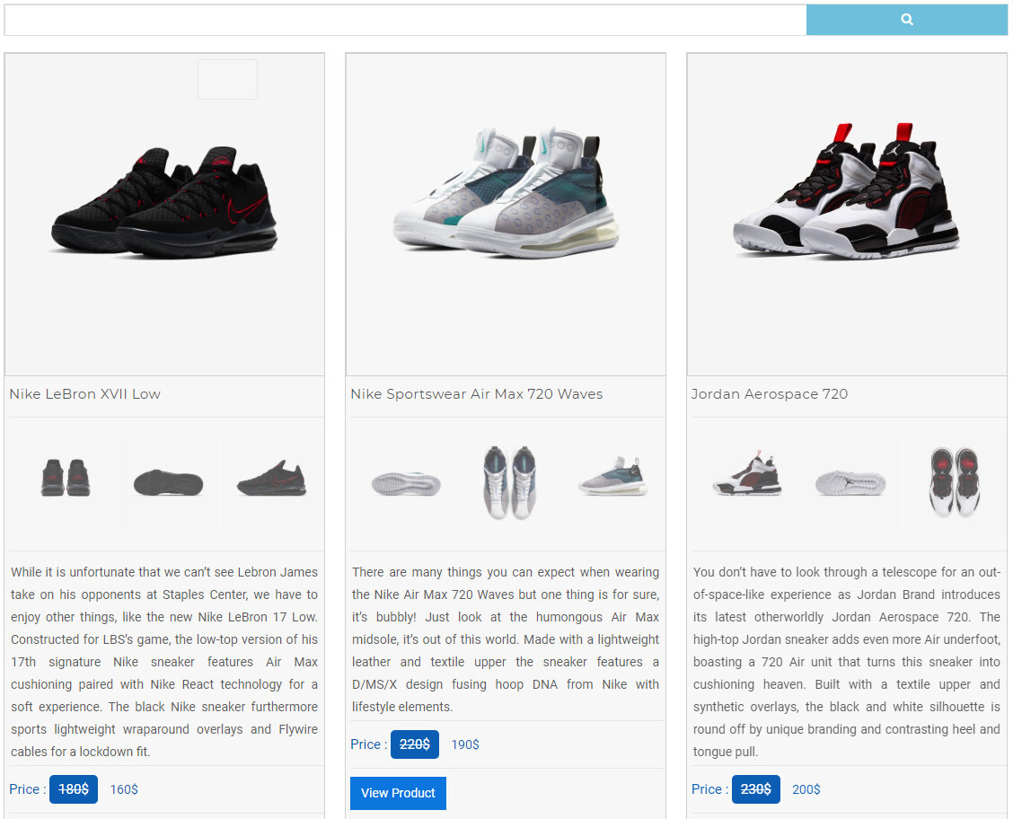 Product Catalog Demo Shoes