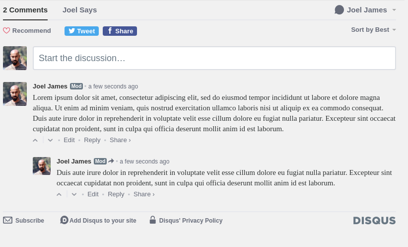 Disqus Comments UI