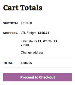 Quotes displayed in cart