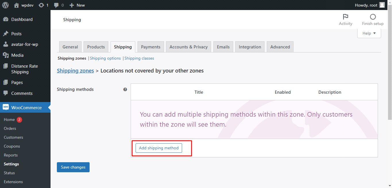 Add shipping method to shipping zone
