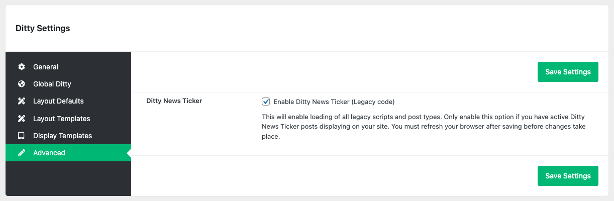 Ditty Display Types list