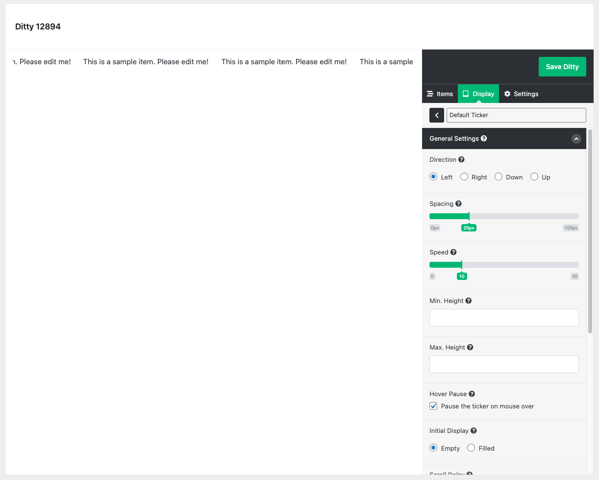 Display Templates Settings