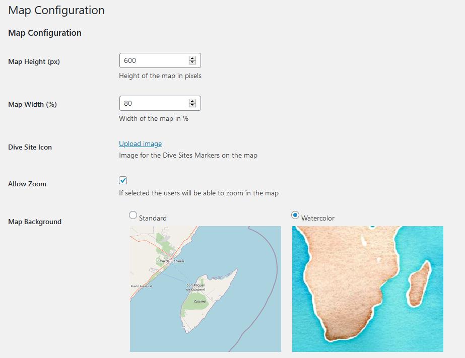 Map configuration options