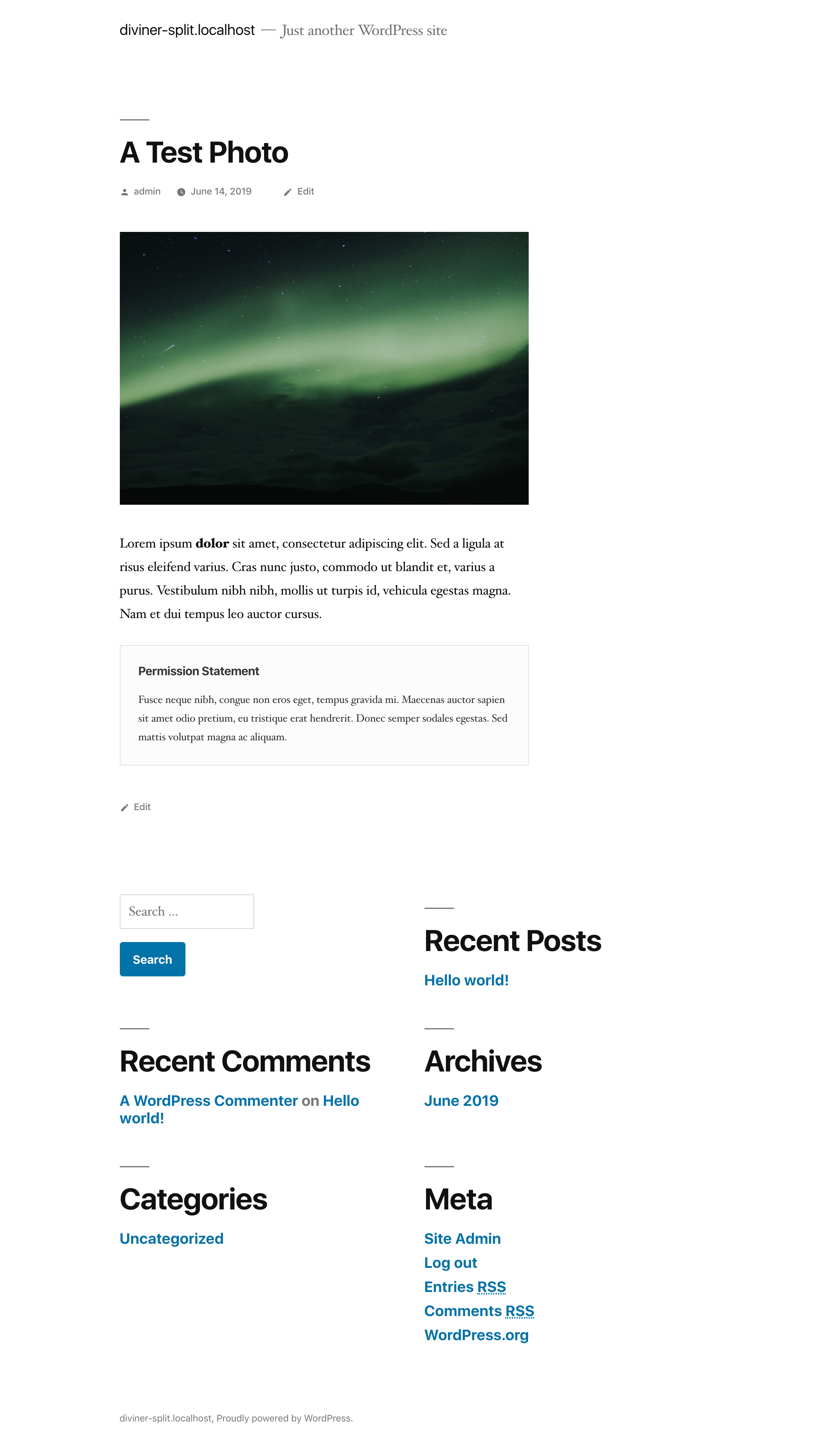 Example single archive item