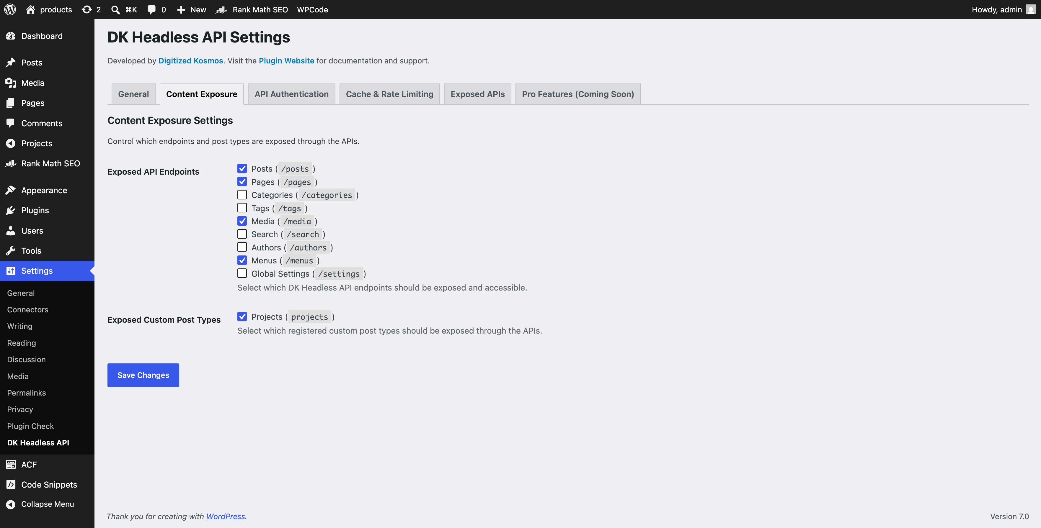 **Content Exposure**: Control exactly which default endpoints and Custom Post Types are exposed publicly.