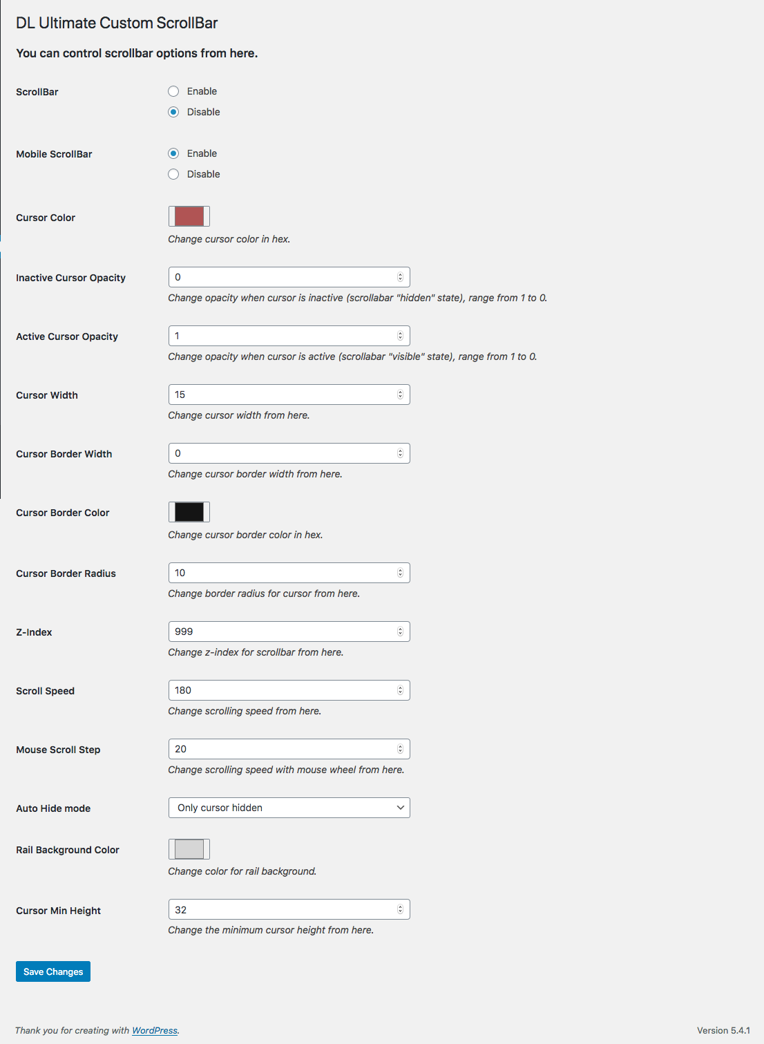 Options Page Shot