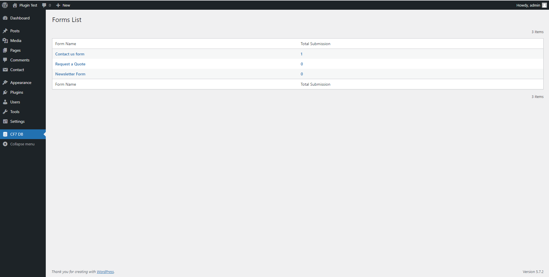 Admin Form List
