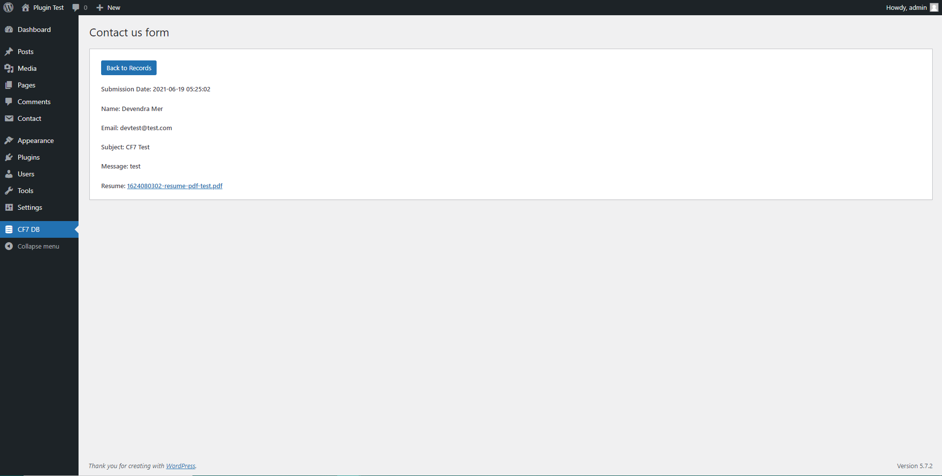 Admin Record Detail