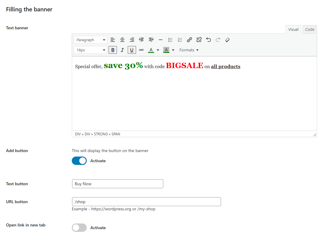 Configuring - Design and orientation (admin view)