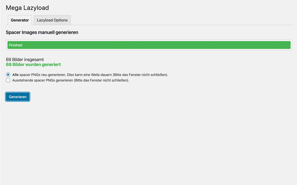 Choose an option and click on **Generate**