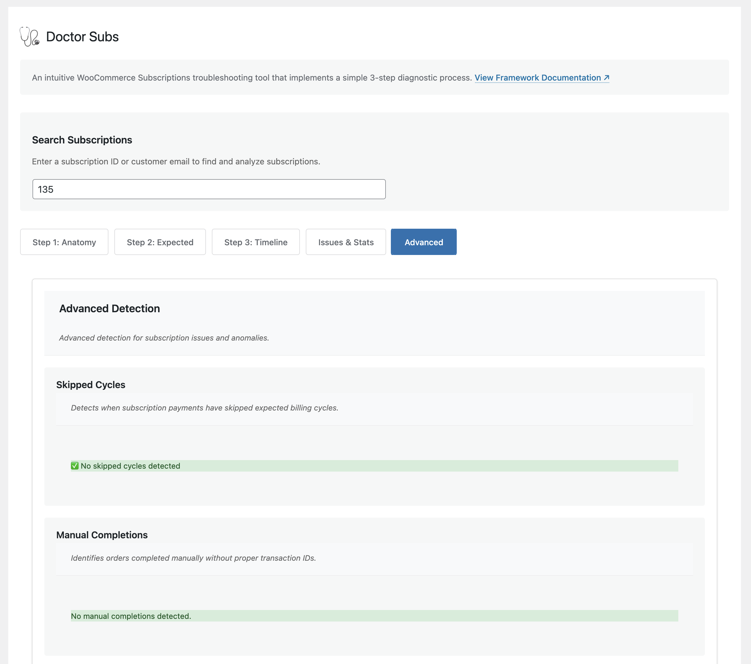 Advanced detection results